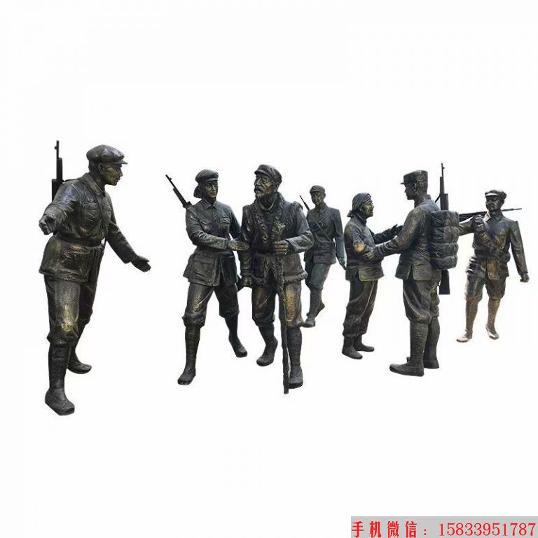 八路軍人物雕塑，仿銅人物雕塑4