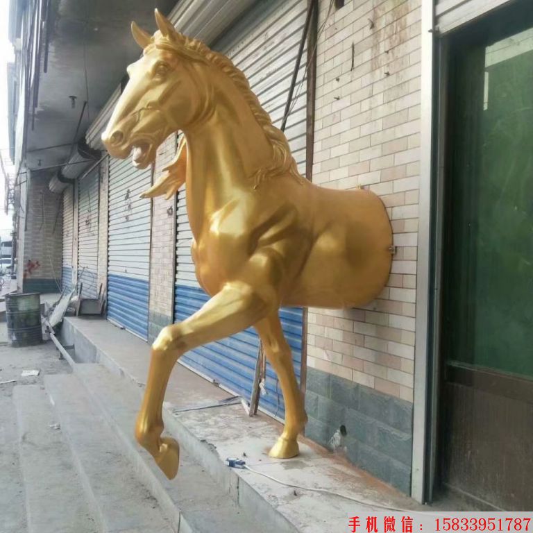 穿墻馬雕塑，仿真半身馬雕塑3
